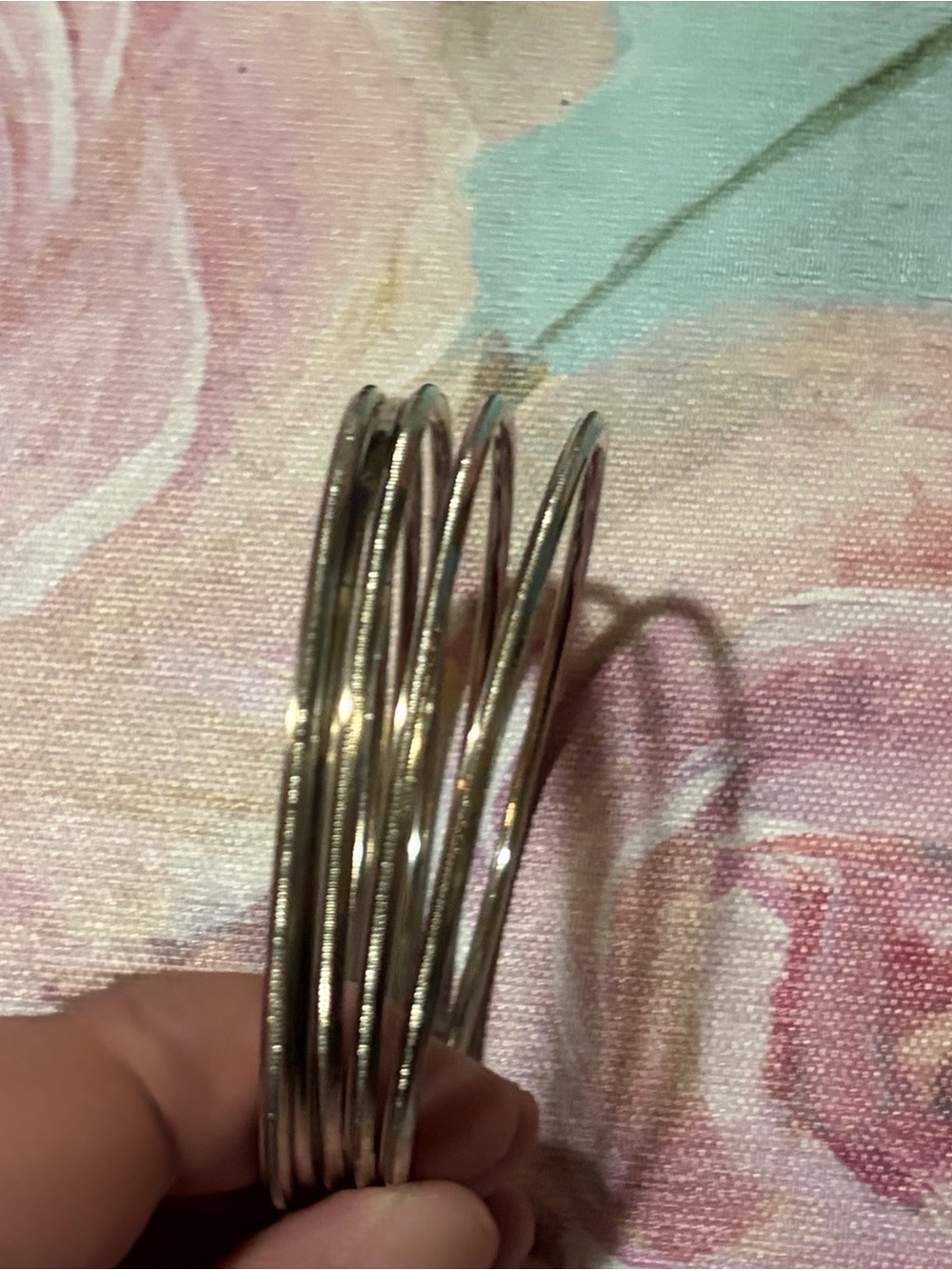 Silver-Tone Stackable Bangle Bracelet Set - Picture 4 of 5